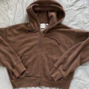 Aritzia Tna Boyfriend Boxy Hoodie Rich Mocha Brown Size Medium